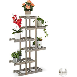 Relaxdays 5-stufiges Blumenregal Holz, Shabby, 125x81x25 cm, Grau