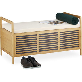Relaxdays Sitzhocker mit Stauraum, Bambus, 46x50,5x50 cm, natur