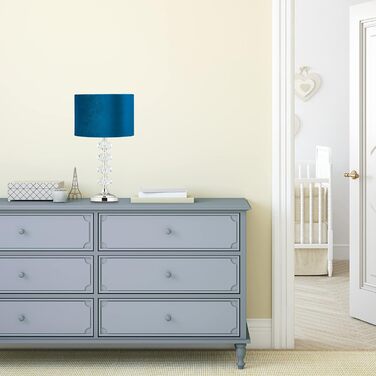 Relaxdays Tischlampe, Samt und Kristall, HxD: 47 x 26 cm, E14-Fassung, Nachttischlampe, indirekte Beleuchtung, blau