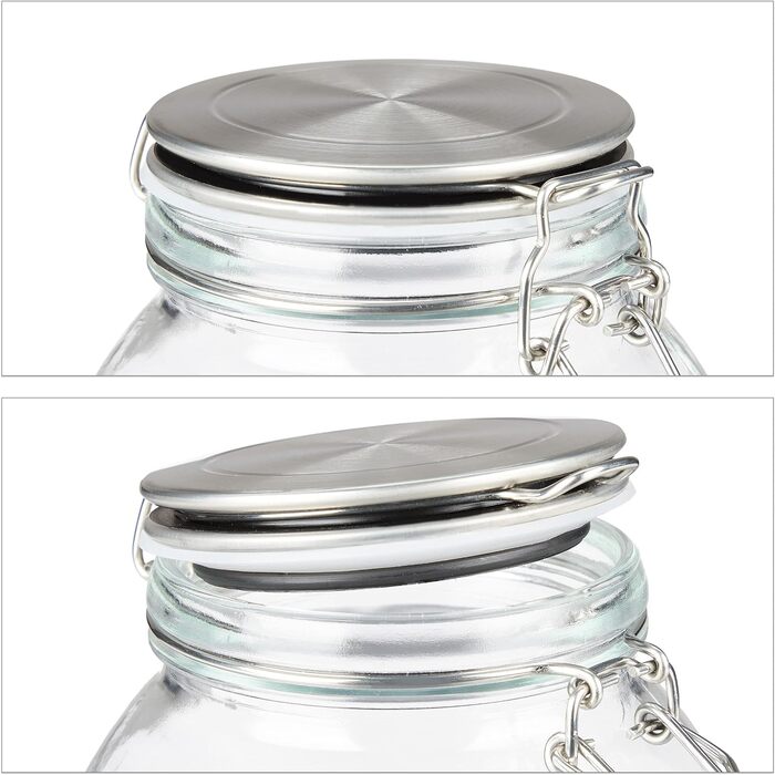 Relaxdays Einmachglas 3er Set, Bügelverschluss, 500-3000 ml, transparent