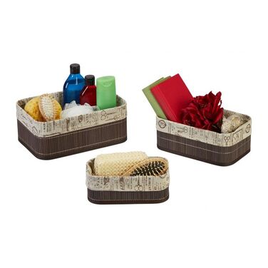 Relaxdays Aufbewahrungskorb 3er Set aus Bambus
