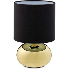 Relaxdays Touch-Nachttischlampe, dimmbar, 3 Stufen, E14, 28x18 cm, Gold