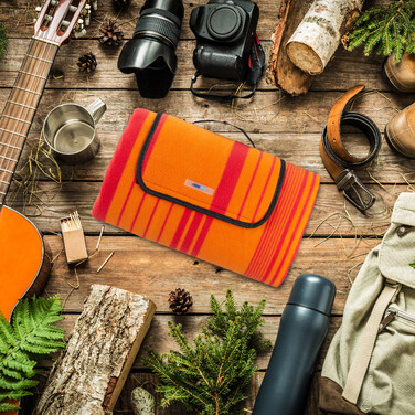 Relaxdays Picknickdecke 200x200cm orange gestreift