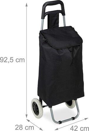 Relaxdays Einkaufstrolley klappbar, Abnehmbare Tasche 28 L, Einkaufswagen mit Rollen HxBxT: 92,5 x 42 x 28 cm, schwarz