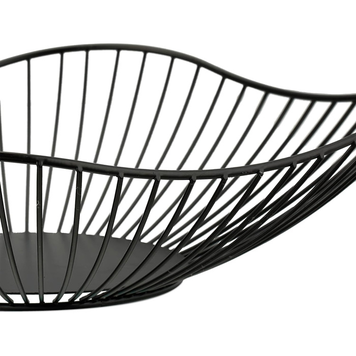 Relaxdays Metall-Obstkorb, flach, 7,5 x 27 cm, Drahtkorb, modern, schwarz