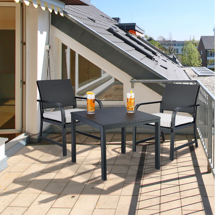 Relaxdays Balkonmöbel Set 3-teilig in Rattan-Optik