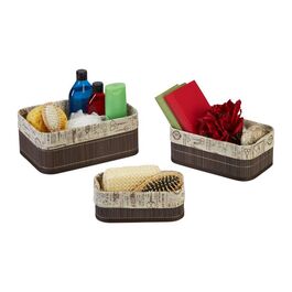 Relaxdays Aufbewahrungskorb 3er Set aus Bambus