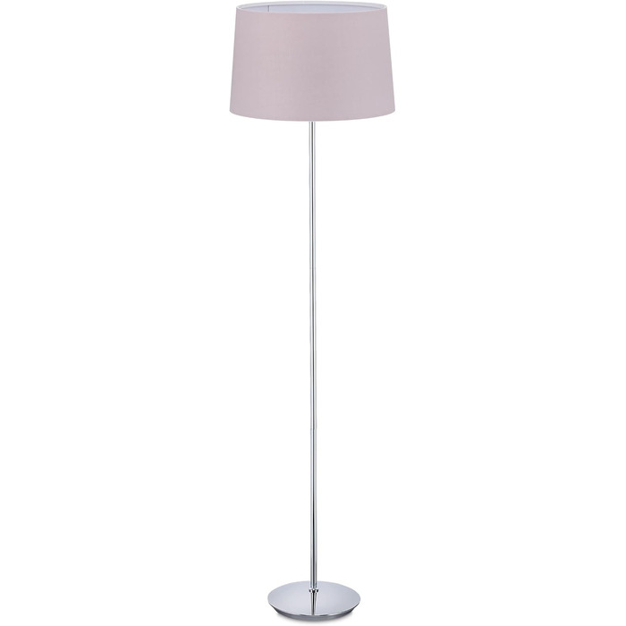 Relaxdays Stehlampe, Stoffschirm, chrom Fuß, E27, Ø 40 cm, 148,5 cm hoch, Altrosa