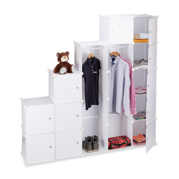 Relaxdays Kleiderschrank Stecksystem 14 Fächer