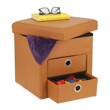 Relaxdays Sitzhocker mit Stauraum 2 Schubladen