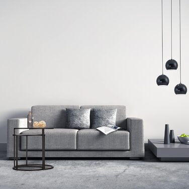 Relaxdays, schwarz Beistelltische 2er Set, Satztisch, Sofatisch, mit Glasplatte, untereinander passend, HBT 50,5x50x50cm, Hartglas, Standard