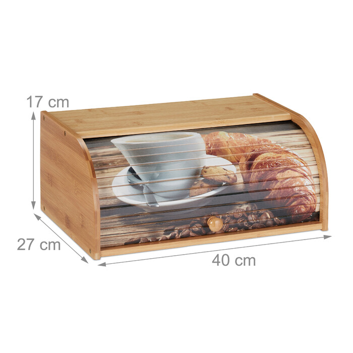 Relaxdays Brotkasten Bambus mit Rolldeckel