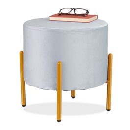Relaxdays Samt Hocker mit 4 Metallbeinen