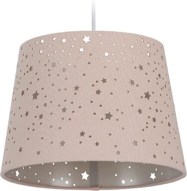Relaxdays Kinderzimmerlampe Sterne, hängende Schirmlampe für Mädchen, Sternenhimmel Motiv, E27, runder Stoffschirm, rosa, 122