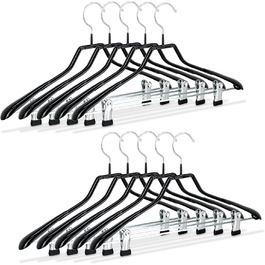 Relaxdays Klammerbügel, 10er Set, gummiert, rutschfest, platzsparend, 42 cm, schwarz