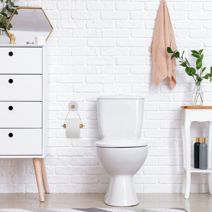 Relaxdays Toilettenpapierhalter Holz mit Band