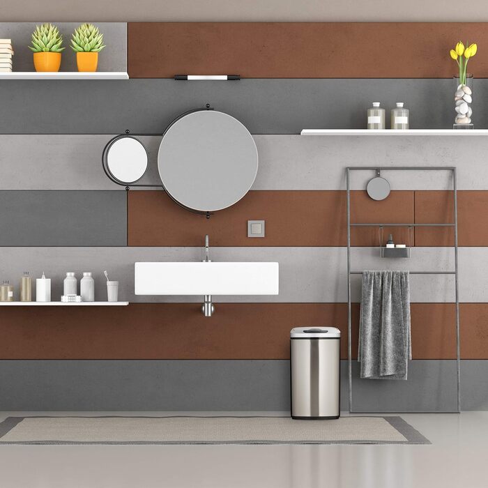 Relaxdays Sensor Mülleimer 12l, eckiger Abfalleimer mit Deckel & Inneneimer, Küche & Bad, Automatik Mülleimer, schwarz