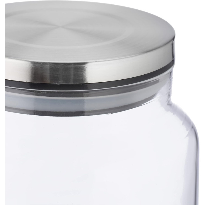 Relaxdays Vorratsgläser, 3er Set, 1100 ml, luftdicht, transparent/silber