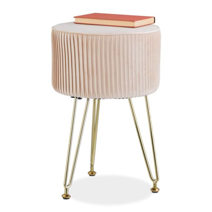 Relaxdays Samt Hocker mit Metallbeinen
