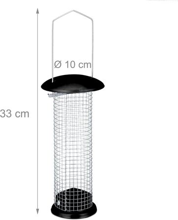 Relaxdays Vogelfutterstation, 2er Set, HxD: 33 x 10 cm, Metall, schwarz/Silber