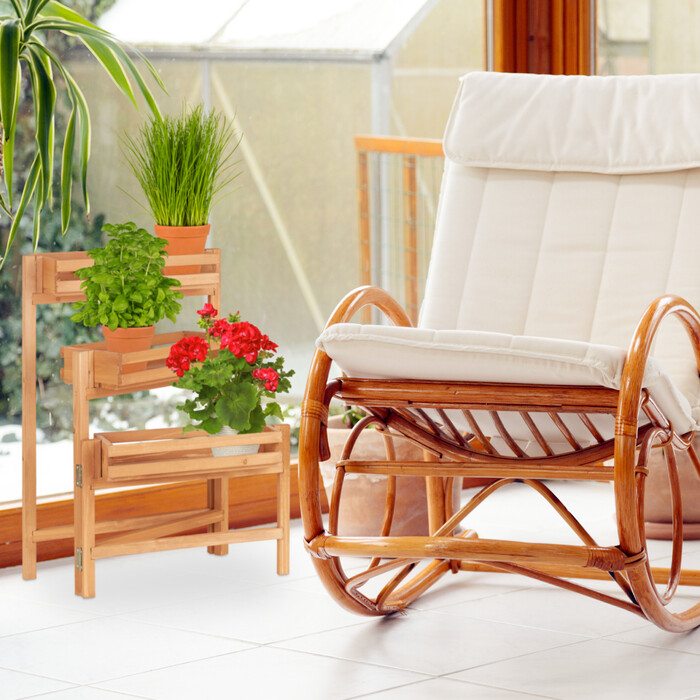 Relaxdays Blumentreppe Holz beweglich
