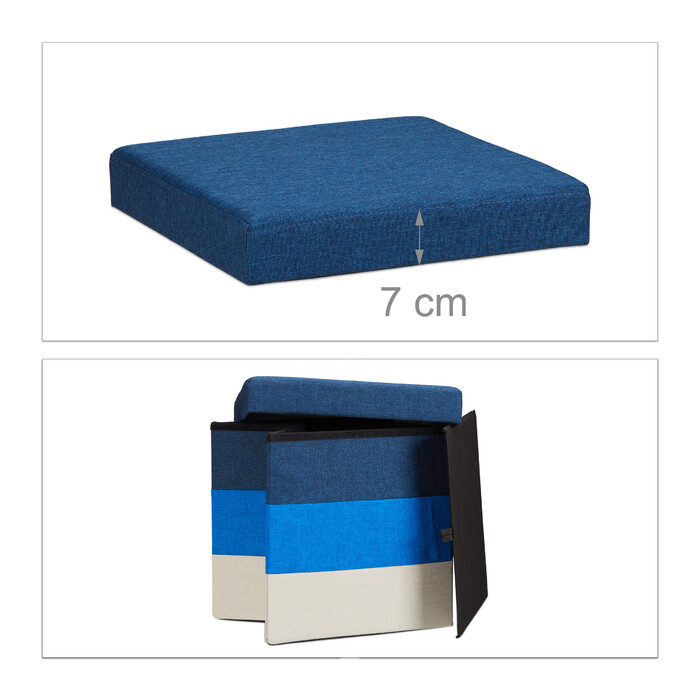Relaxdays Gepolsterter Hocker mit bunten Streifen