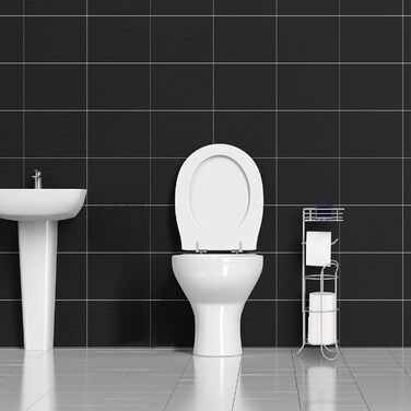 Relaxdays Toilettenpapierhalter stehend, mit Ablage, 3 Rollen Klopapier, modern, Metall, HBT: 57,5x18,5x17,5 cm, silber