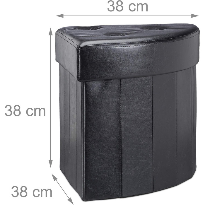 Relaxdays faltbarer Polsterhocker mit Aufbewahrung, 38x38x38 cm, schwarz