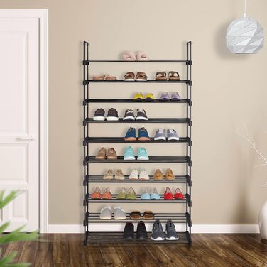 Relaxdays XXL Schuhregal, 10 Ebenen, modular, HxBxT: 175,5 x 93 x 30,5 cm, Metall, (Schwarz)
