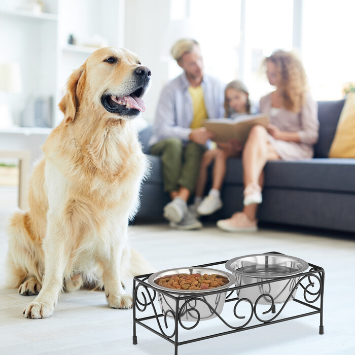 Relaxdays Hunde Napfset mit Halterung