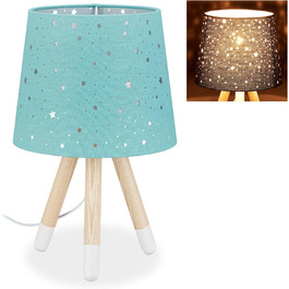 Relaxdays Tischlampe Kinderzimmer, Nachttischlampe Sterne, E14, 40 cm, mint
