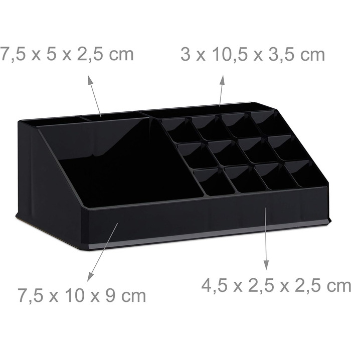 Relaxdays  x Make Up Organizer mit Schubladen, stapelbarer Schmuckkasten für Make Up, Acryl Schminkaufbewahrung,     Stück (1, Schwarz, 1 Stück)