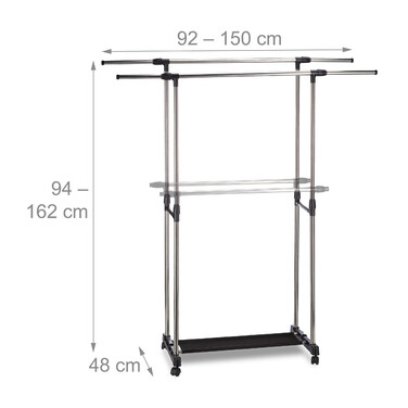 Relaxdays Rollgarderobe mit 2 Kleiderstangen