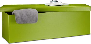 Relaxdays Faltbare Sitzbank XL Kunstleder, 114x38x38 cm, Sitztruhe mit Stauraum, Grün