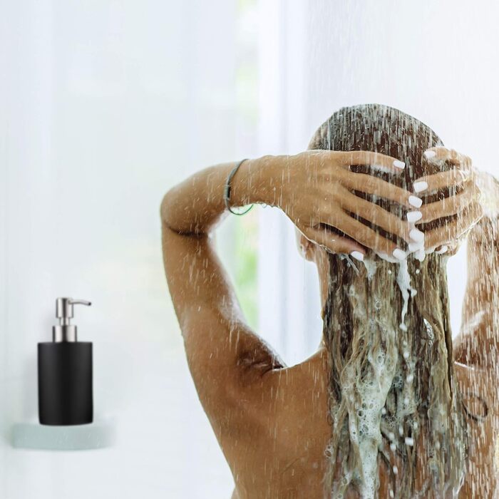 Relaxdays Seifenspender, 180ml, nachfüllbar, Bad, WC, Küche, Flüssigseifenspender, Polyresin, Edelstahlpumpe
