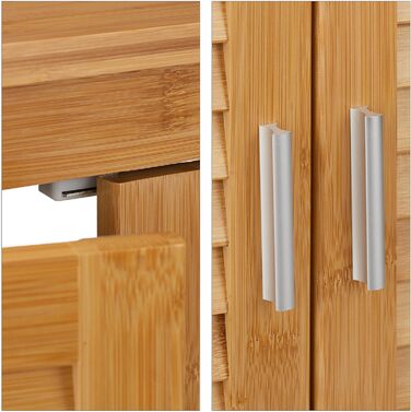 Relaxdays Waschbeckenunterschrank LAMELL, 2 Türen, Bambus & MDF, 60x67x30 cm, natur