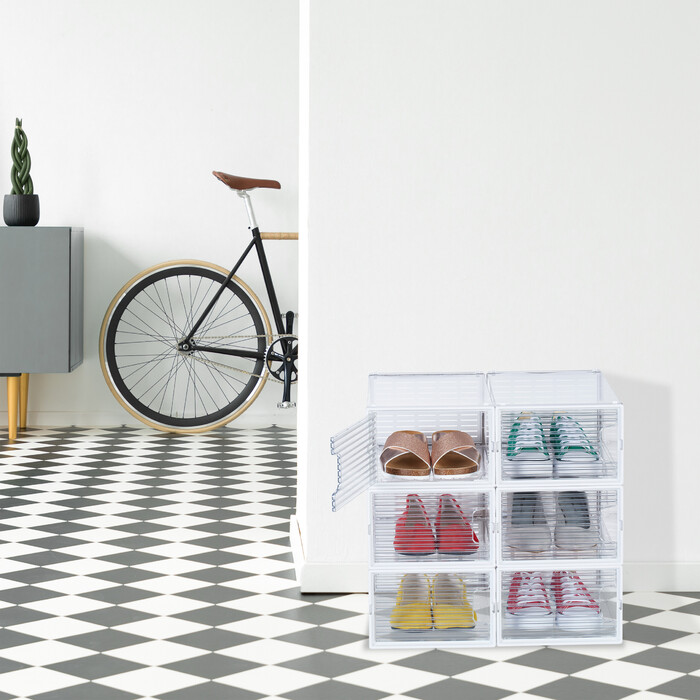 Relaxdays 6er Set Schuhboxen volltransparent