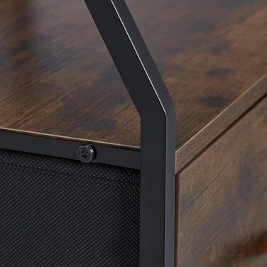 Relaxdays Kommode Industrial, 96,5x60x41,5 cm, Stoff/Metall/Holzoptik, 4 Schubladen, braun/schwarz