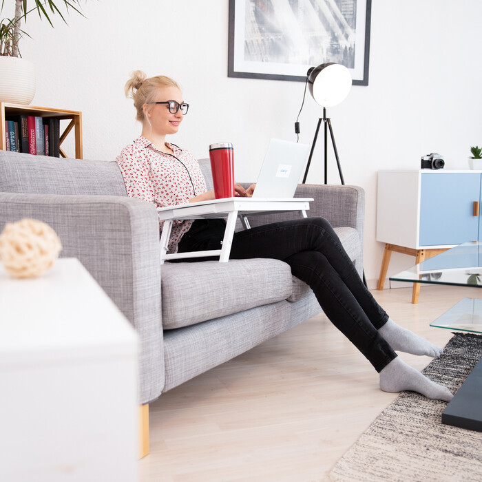 Relaxdays Bambus Laptoptisch weiß
