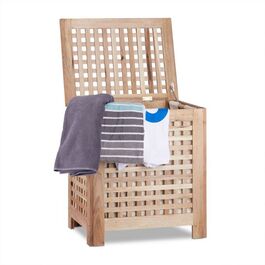 Relaxdays Wäschetruhe Walnuss