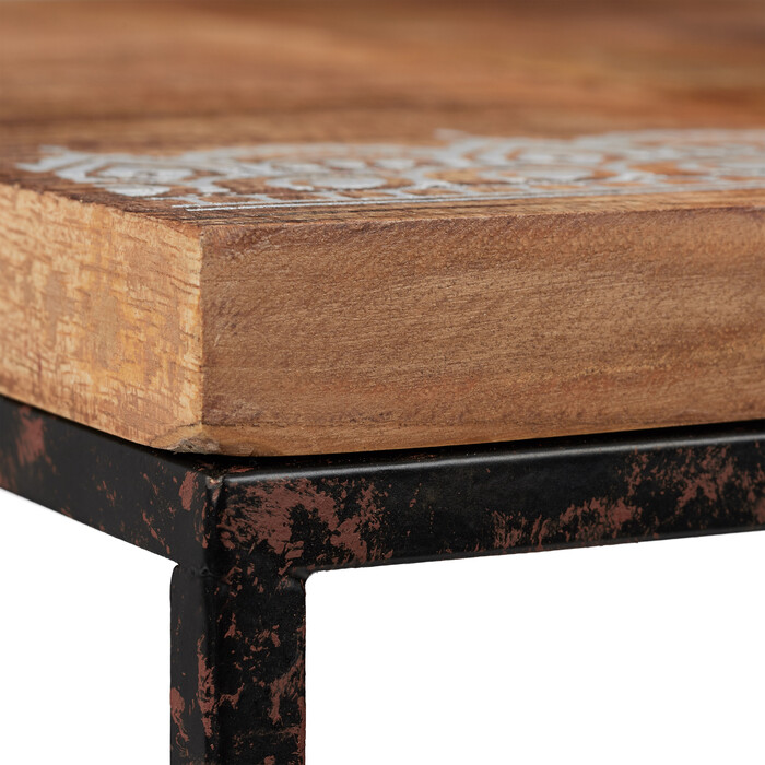 Relaxdays Beistelltisch 3er Set Mangoholz