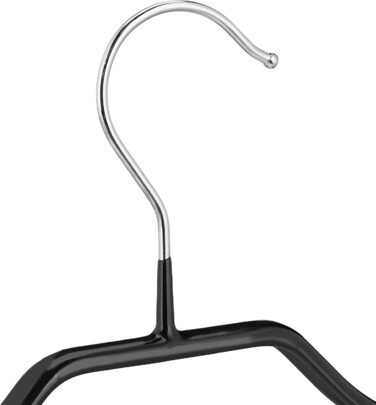 Relaxdays, schwarz gummierte Metall-Kleiderbügel, rutschfest, platzsparend, 44 cm, PVC, 10 Stk.