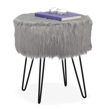 Relaxdays Fellhocker grau