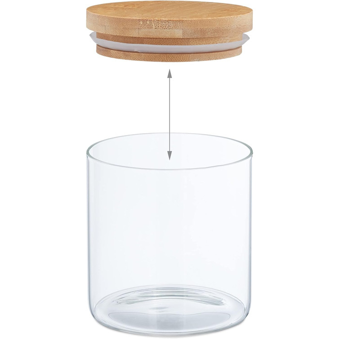 Relaxdays Bambusdeckel Vorratsgläser, 3er Set, 500 ml, luftdicht, transparent/natur