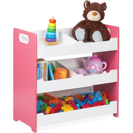 Relaxdays Kinderregal, 5 Fächer, HxBxT: 60x63x30 cm, Spielzeugregal, MDF, weiß-rosa