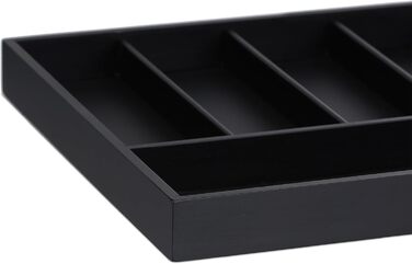 Relaxdays Besteckkasten, 5 Fächer, HBT: 4x34x33,5cm, Bambus, schwarz