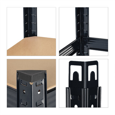 Relaxdays Schwerlastregal 180x90x45 schwarz