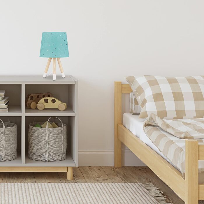 Relaxdays Tischlampe Kinderzimmer, Nachttischlampe Sterne, E14, 40 cm, mint