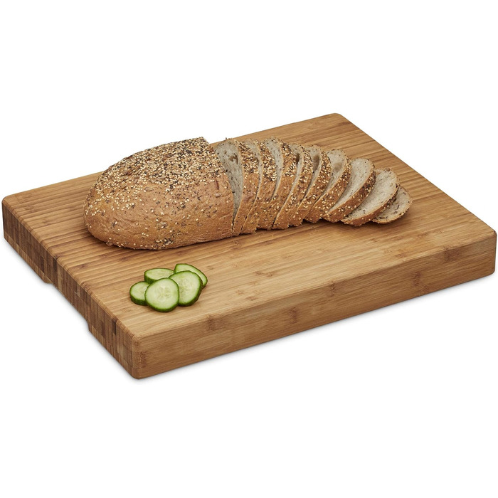 Relaxdays Hackbrett Bambus, pflegeleicht, HBT 5,5x45x35cm, massiver Hackblock, geölt, natur (1 Stück)