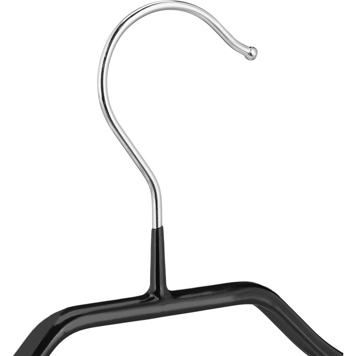 Relaxdays, schwarz gummierte Metall-Kleiderbügel, rutschfest, platzsparend, 44 cm, PVC, 10 Stk.